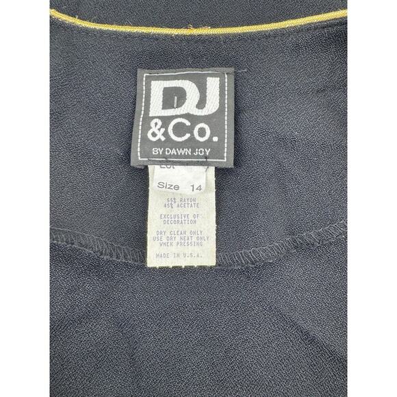 Vintage 80s black gold embroidered blazer size 14 - Picture 4 of 4